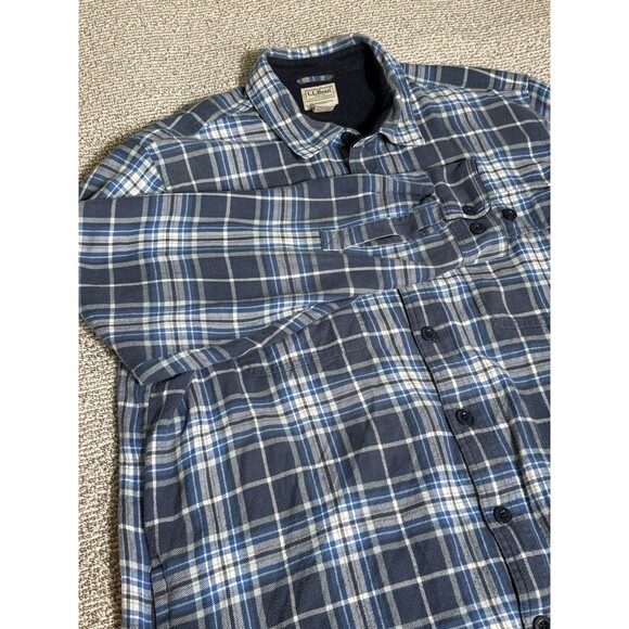 LL Bean Traditional Fit Shirt Jacket Shacket Flannel Men XL Fleece Lined - Picture 2 of 7